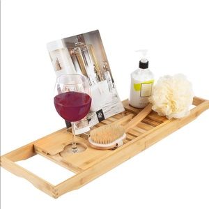 Bath Dreams bamboo bath caddy tray with extending sides